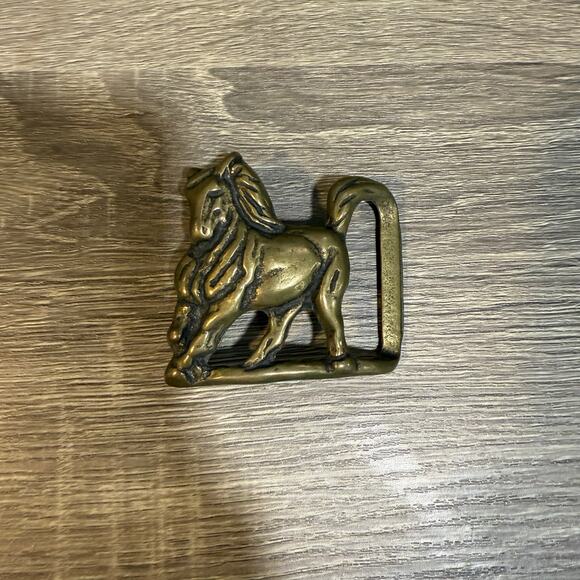 Trinity Buckle Co. Solid Brass Vintage Horse Stallion Belt Buckle - Picture 2 of 10